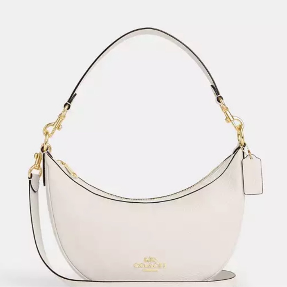Coach Aria Leather Shoulder Bag Chalk!